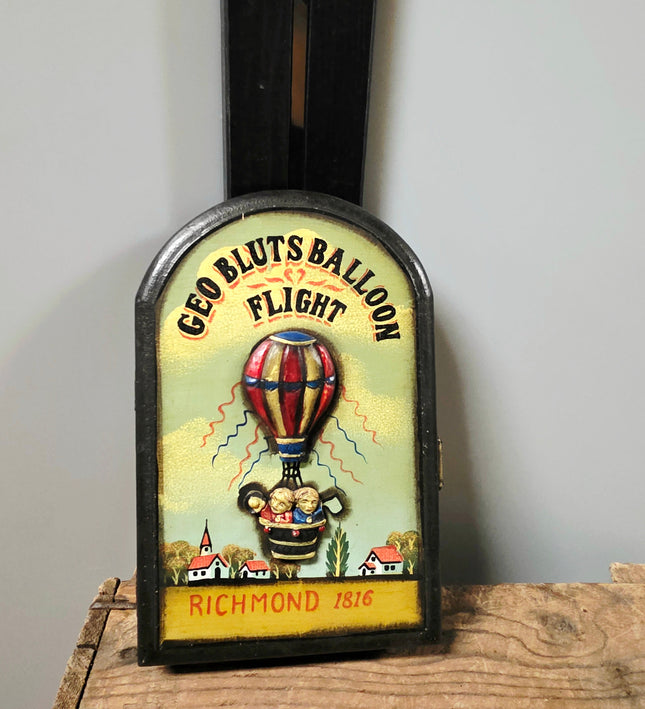 Vintage Wooden Key Box Cabinet – Geo Blunts Balloon Flight Richmond 1816 - Yatva
