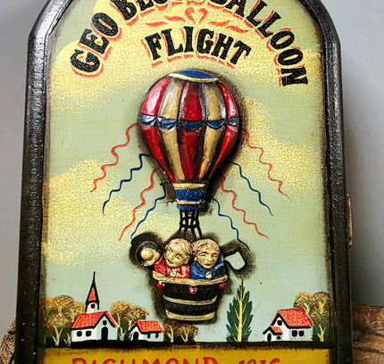Vintage Wooden Key Box Cabinet – Geo Blunts Balloon Flight Richmond 1816 - Yatva