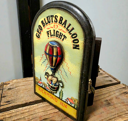 Vintage Wooden Key Box Cabinet – Geo Blunts Balloon Flight Richmond 1816 - Yatva