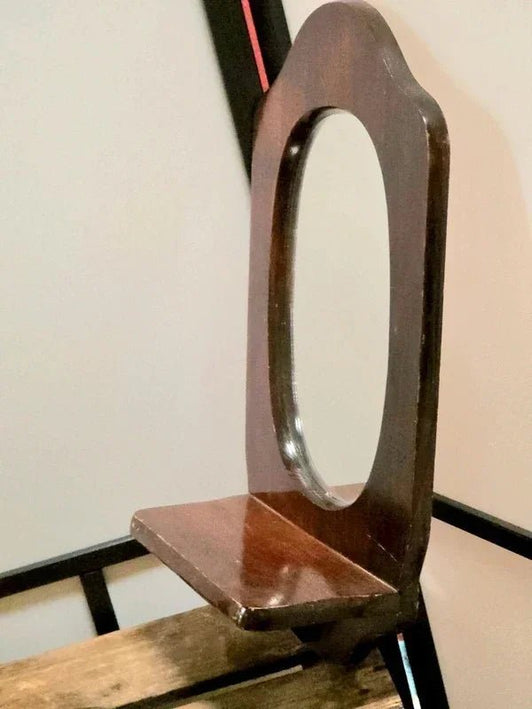 Vintage Wooden Wall Mirror with Integrated Display Shelf - Yatva