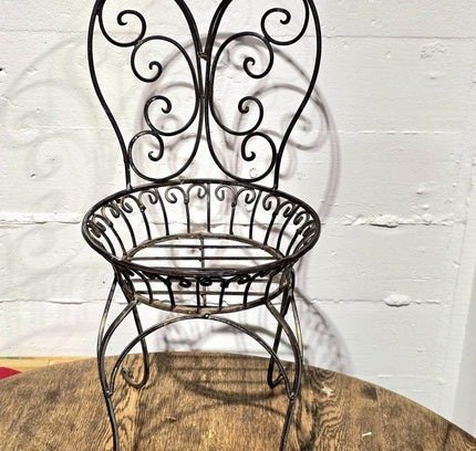 Vintage Wrought Iron Garden Plant Holder Chairs - Yatva