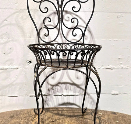 Vintage Wrought Iron Garden Plant Holder Chairs - Yatva