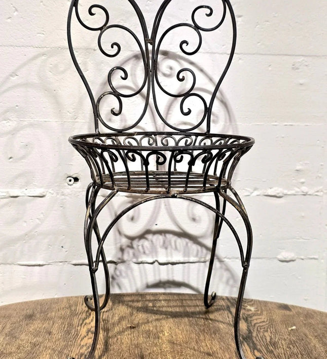 Vintage Wrought Iron Garden Plant Holder Chairs - Yatva