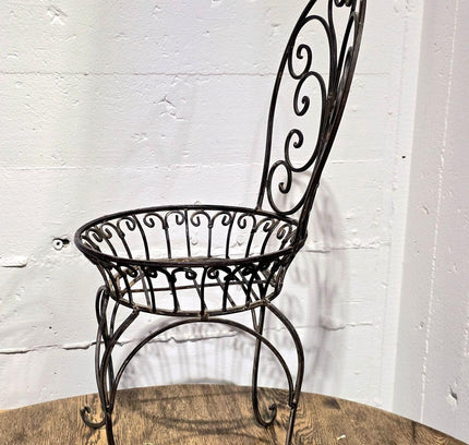 Vintage Wrought Iron Garden Plant Holder Chairs - Yatva