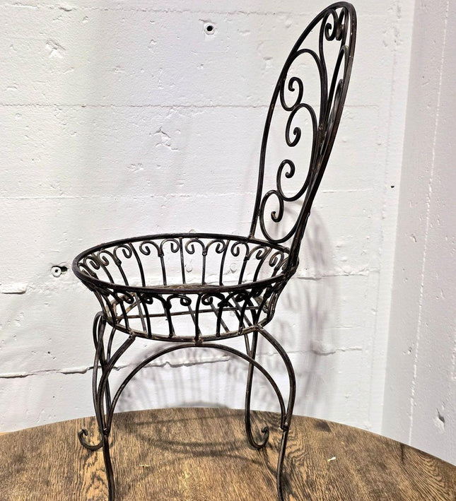 Vintage Wrought Iron Garden Plant Holder Chairs - Yatva