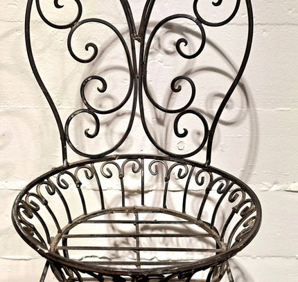 Vintage Wrought Iron Garden Plant Holder Chairs - Yatva