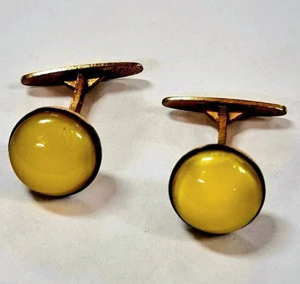 Vintage Yellow Stone Cufflinks - Yatva