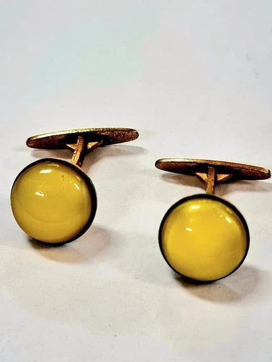 Vintage Yellow Stone Cufflinks - Yatva