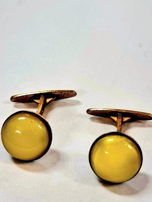 Vintage Yellow Stone Cufflinks - Yatva