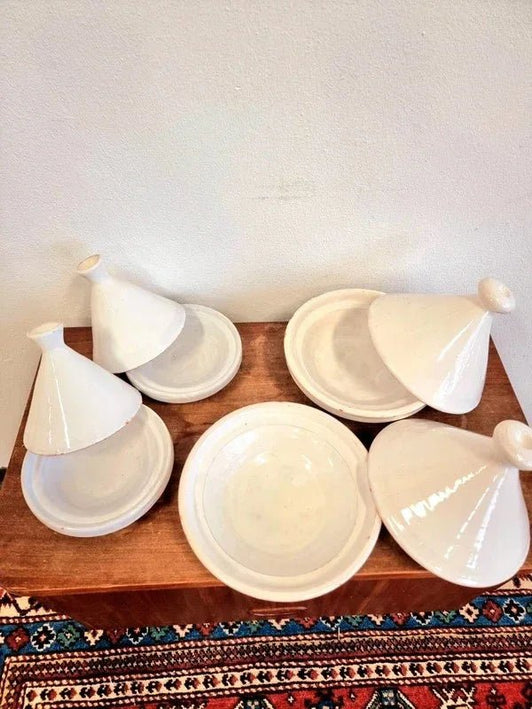 White Ceramic Tajines ( Set of 4) - Yatva