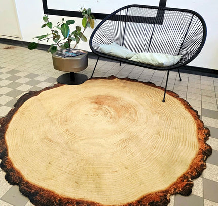 Woody Wood Tree Slice Area Rug by YLdesign (185cm) - Yatva