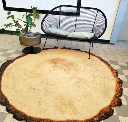 Woody Wood Tree Slice Area Rug by YLdesign (185cm) - Yatva