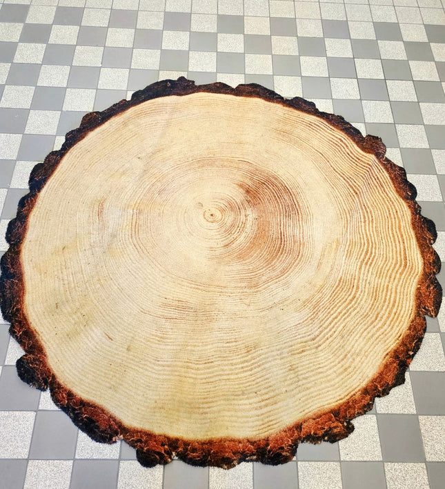Woody Wood Tree Slice Area Rug by YLdesign (185cm) - Yatva