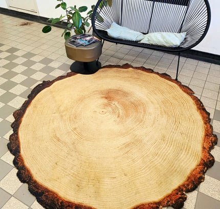 Woody Wood Tree Slice Area Rug by YLdesign (185cm) - Yatva