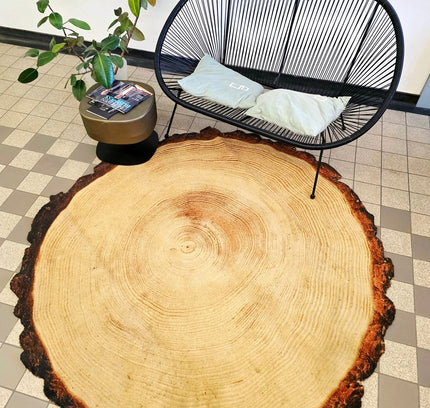 Woody Wood Tree Slice Area Rug by YLdesign (185cm) - Yatva