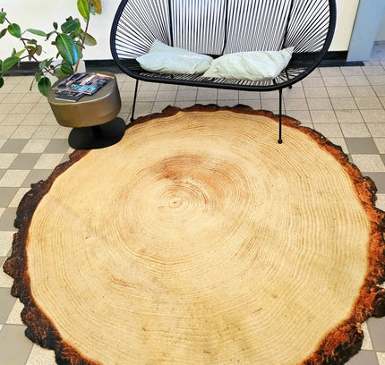 Woody Wood Tree Slice Area Rug by YLdesign (185cm) - Yatva
