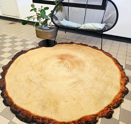 Woody Wood Tree Slice Area Rug by YLdesign (185cm) - Yatva