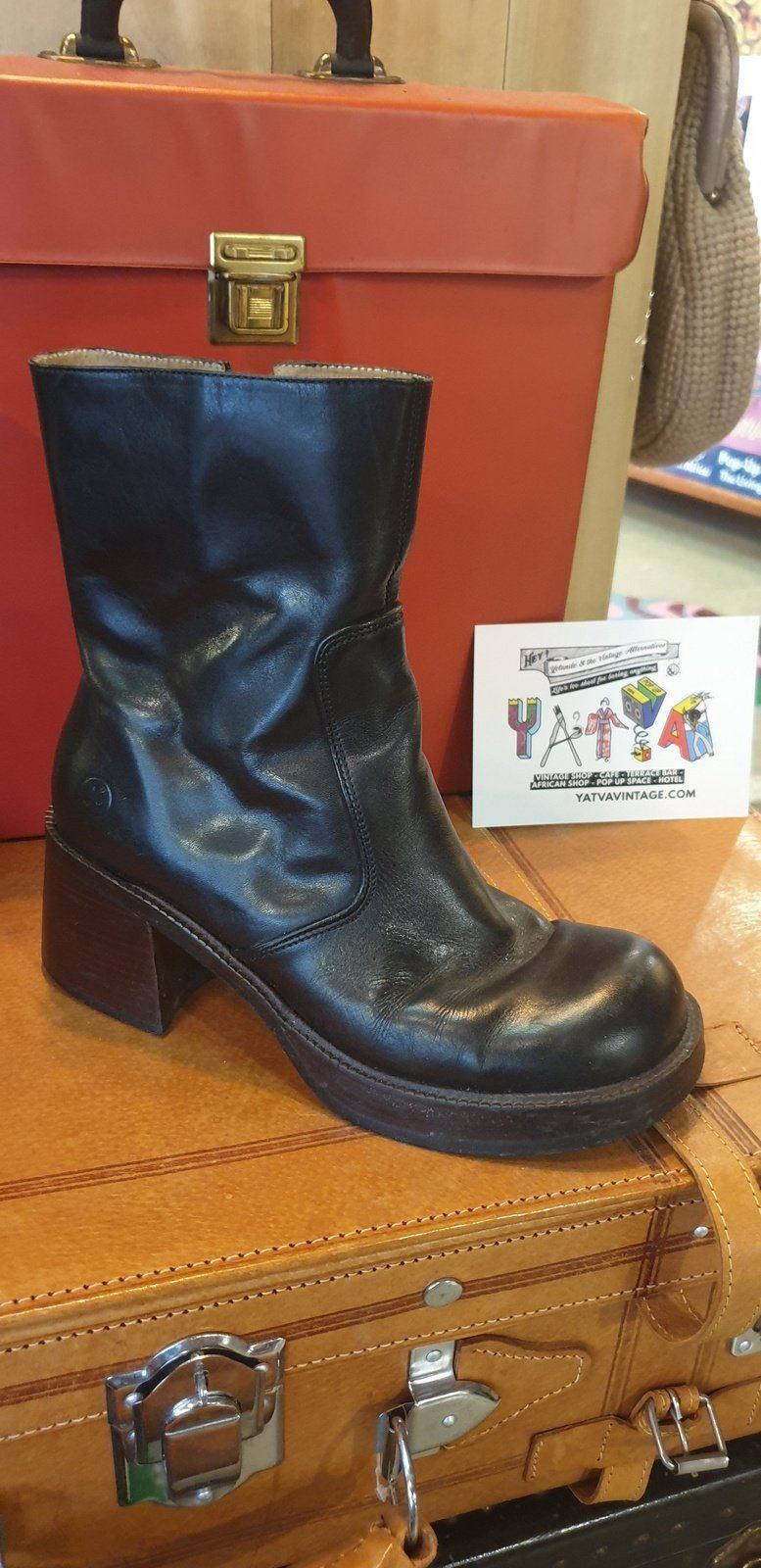 Vintage 90´s Block Heel Ankle Boots