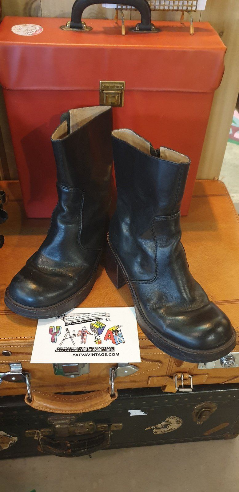 Vintage 90´s Block Heel Ankle Boots