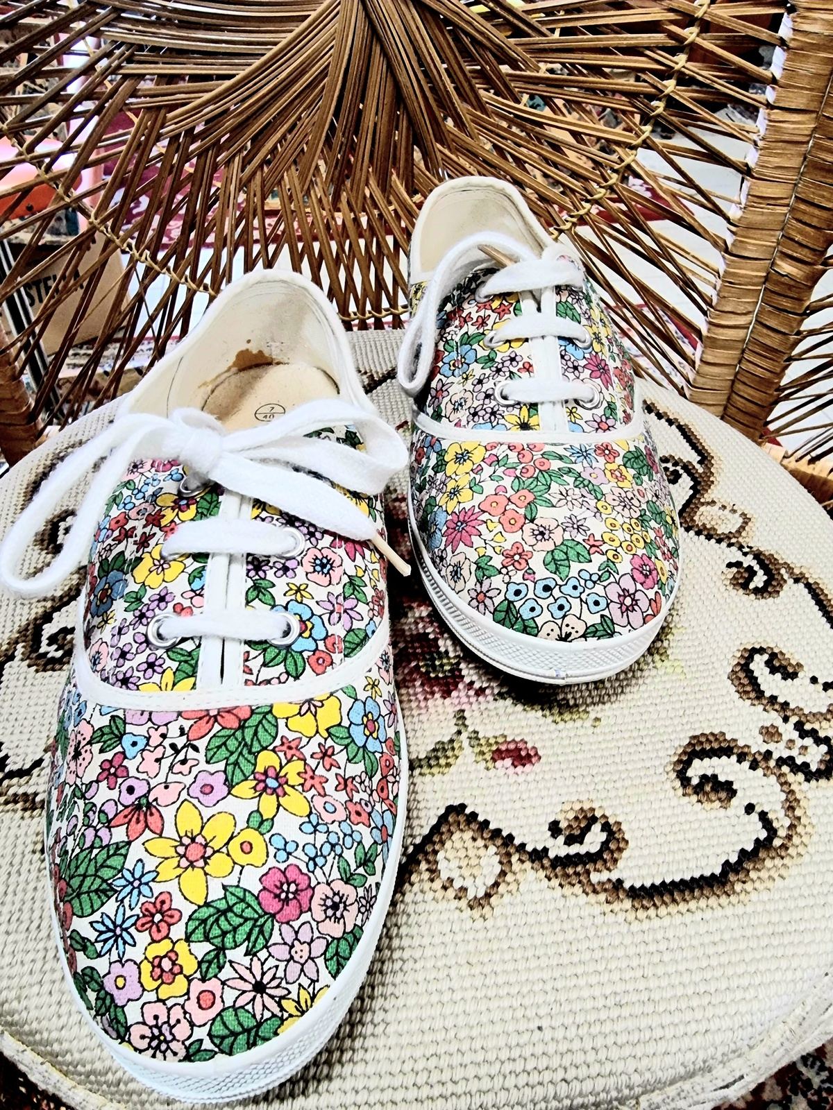 Brand New 1980's Floral Shoes