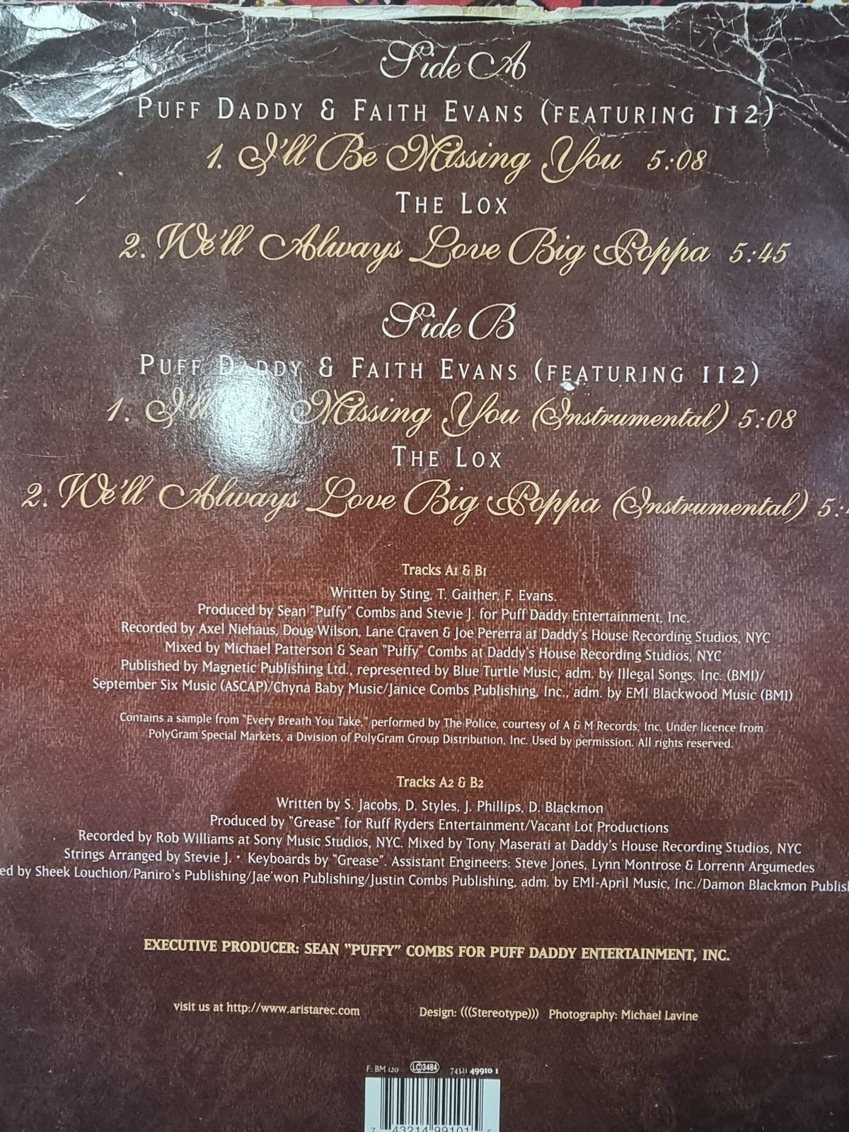 Tribute To The Notorious B.I.G. LP Bad Boy Records 1997