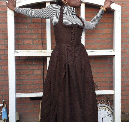 Vintage 70s Drindl Trachter Pinafore Maxi Dress - Yatva