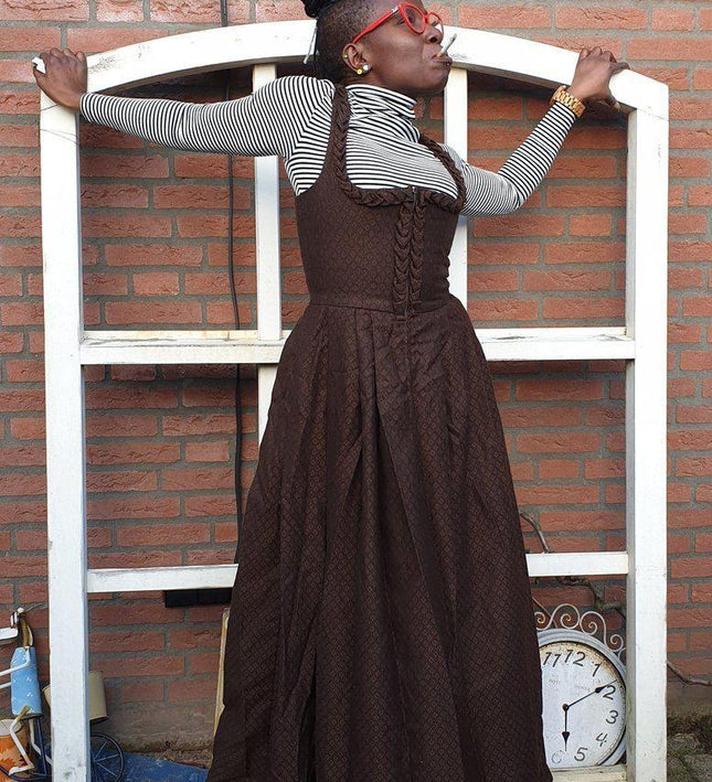 Vintage 70s Drindl Trachter Pinafore Maxi Dress - Yatva