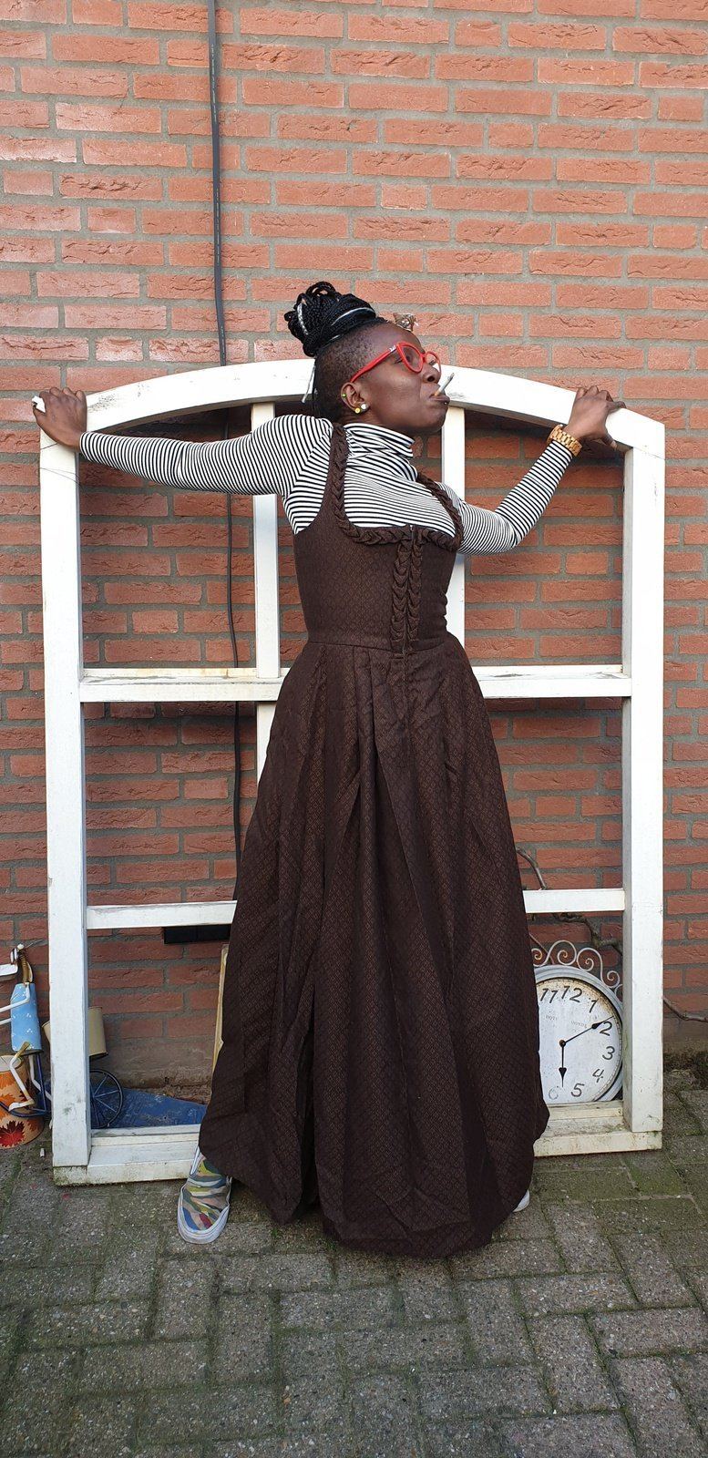 Vintage 70s Drindl Trachter Pinafore Maxi Dress