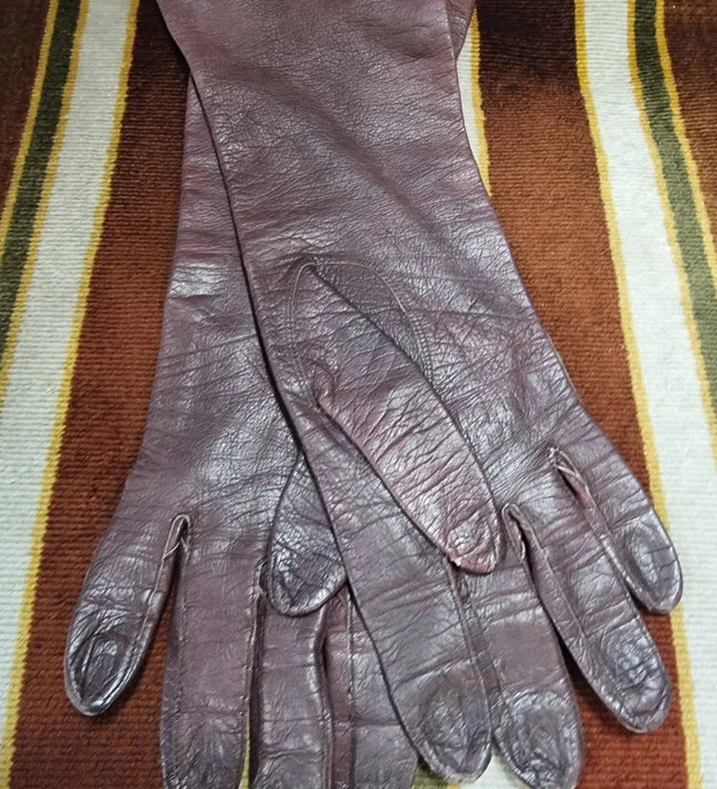 Vintage 80's Long Leather Gloves - Yatva