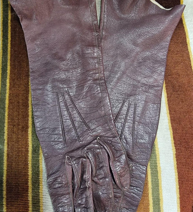 Vintage 80's Long Leather Gloves - Yatva