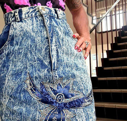 Vintage 80's Stonewash Denim Skirt - Yatva