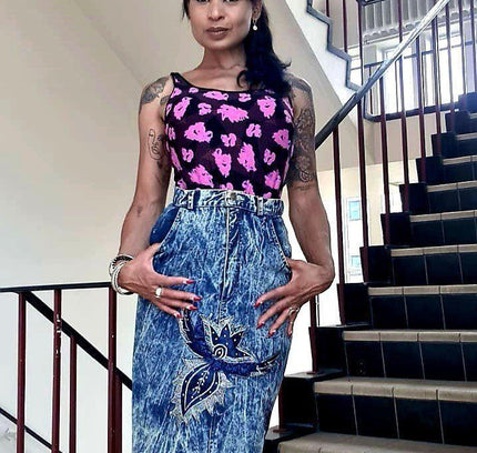 Vintage 80's Stonewash Denim Skirt - Yatva