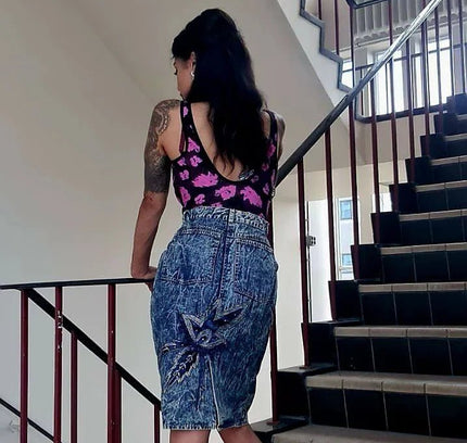 Vintage 80's Stonewash Denim Skirt - Yatva