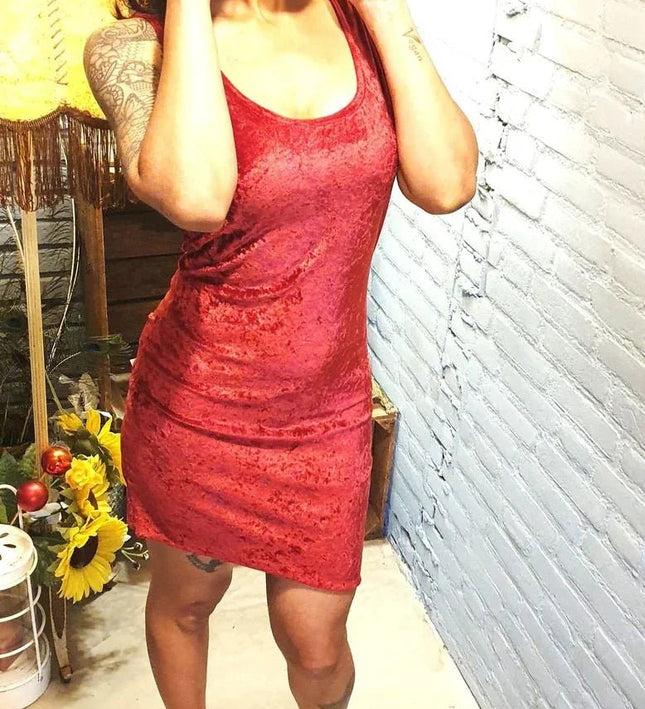 Vintage 80s Velvet Skater Dress - Yatva