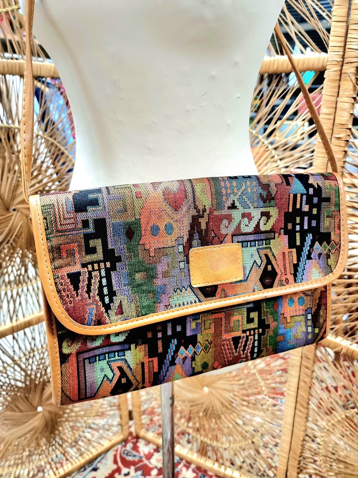 Vintage Aztec Shoulder & Clutch Bag