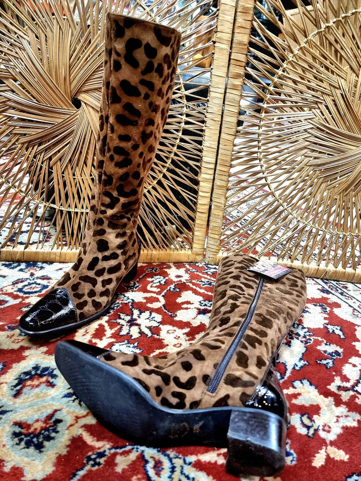 Vintage Brunella Leopard Print Boots