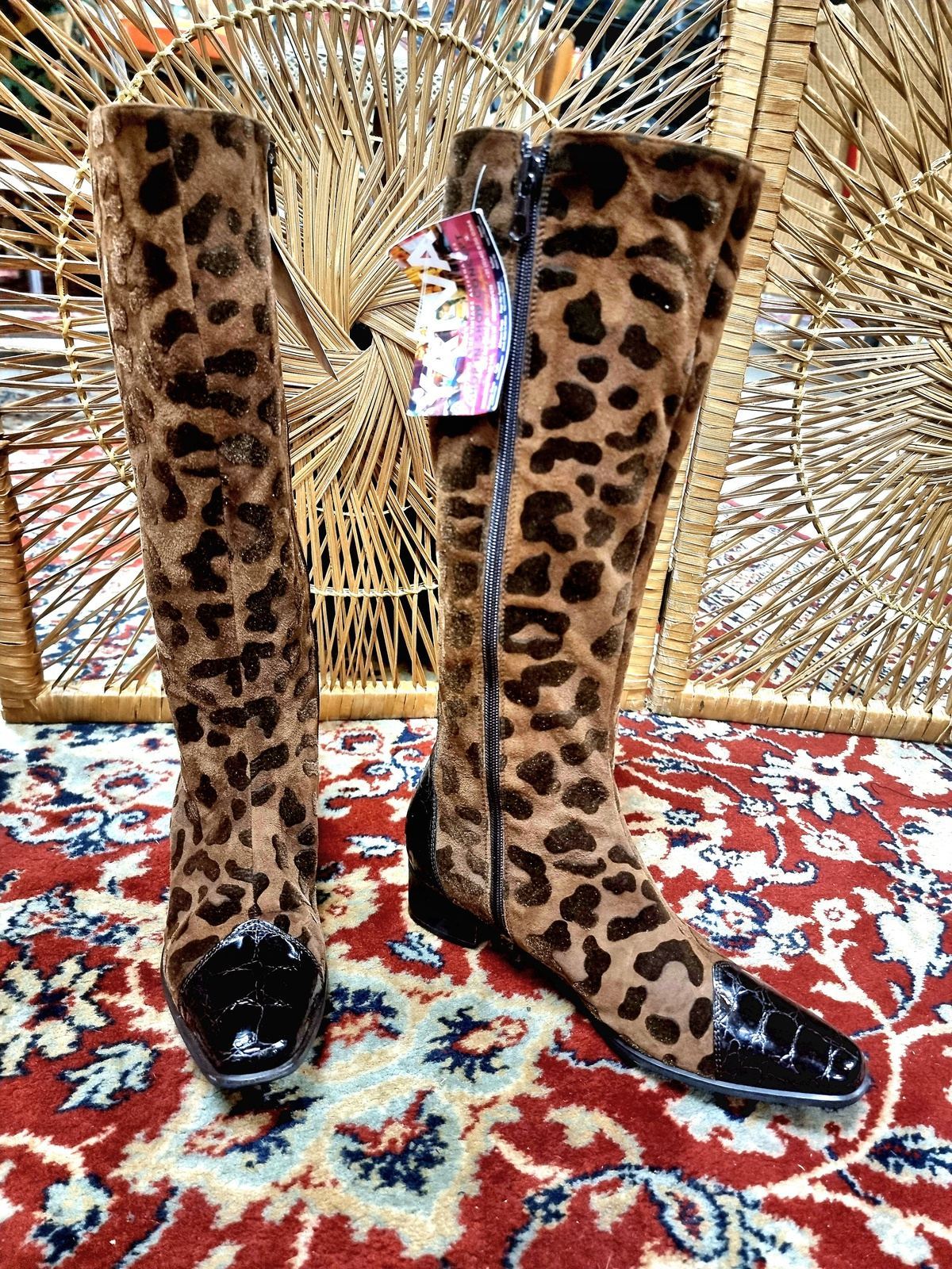 Vintage Brunella Leopard Print Boots