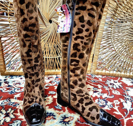 Vintage Brunella Leopard Print Boots - Yatva