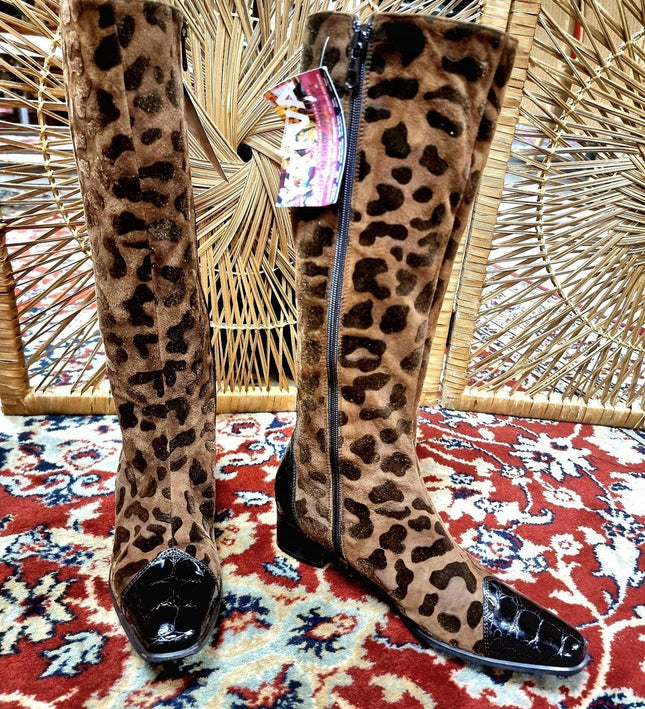 Vintage Brunella Leopard Print Boots - Yatva