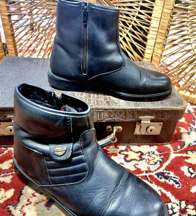 Vintage Green Paper Life Ankle Boots - Yatva