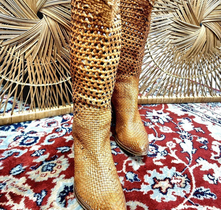 Vintage Le Ballon Weave Cowboy Boots - Yatva