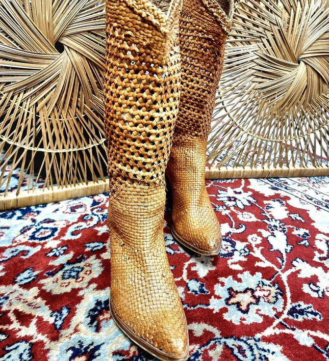 Vintage Le Ballon Weave Cowboy Boots - Yatva
