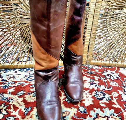 Vintage Leather Patchwork Boots - Yatva