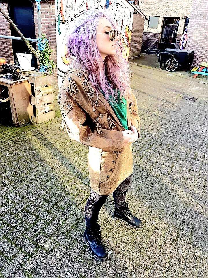 Vintage Leather Skirt Suit