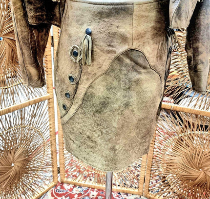 Vintage Leather Skirt Suit - Yatva