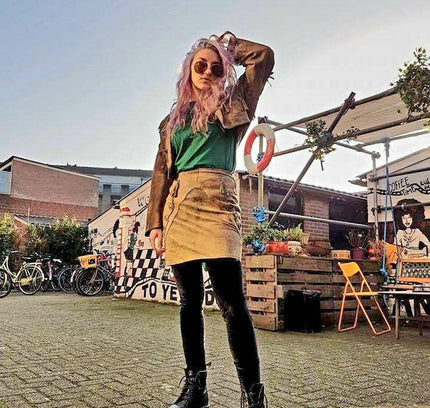 Vintage Leather Skirt Suit - Yatva