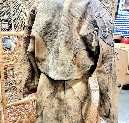 Vintage Leather Skirt Suit - Yatva