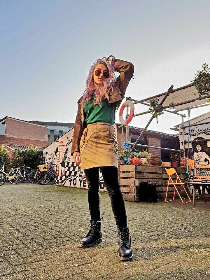 Vintage Leather Skirt Suit