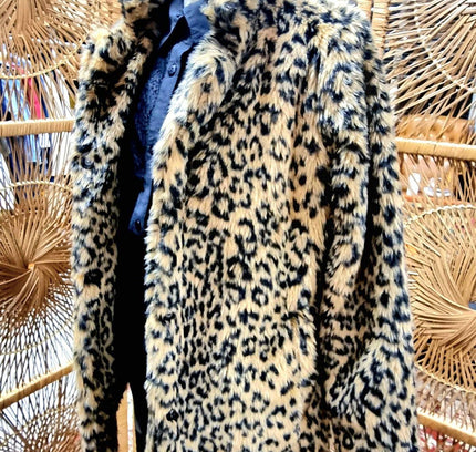 Vintage Leopard Print Faux Fur Coat - Yatva