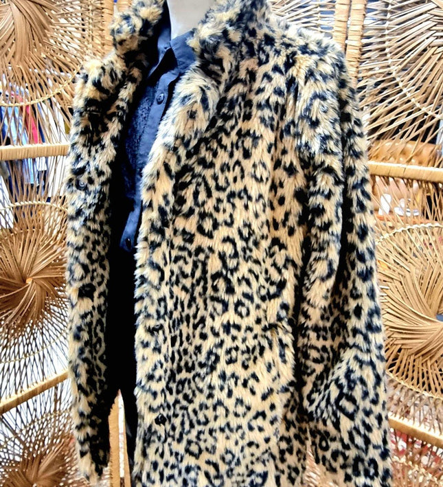 Vintage Leopard Print Faux Fur Coat - Yatva